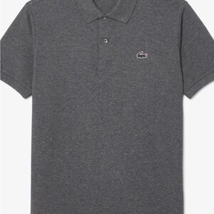 Lacoste Men's Charcoal Marl Piqué Polo Shirt Classic Fit Sz 6 (XL)